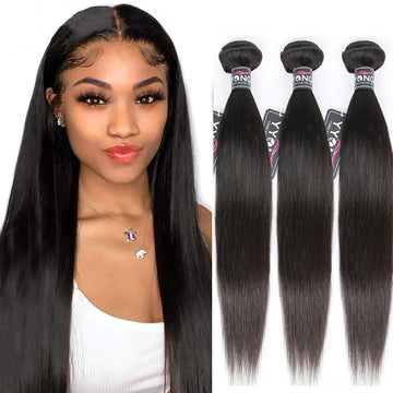 YYONG Hair Brazilian Straight Bundles 100% Human Hair Remy Hair Weave 1/3/4 Bundles Deal Natural Color 8"-32" Hair Extensions