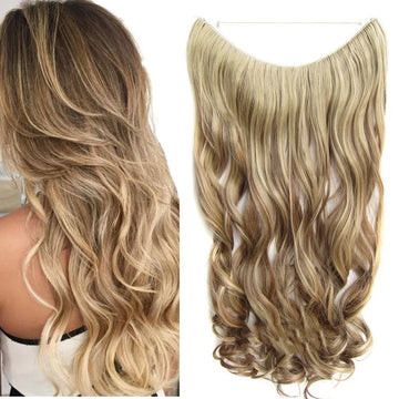 Synthetic One piece Hair Extensions No Clip No Glue Invisible 24inch Long Straight Wave Heat Resistant String Hairpiece