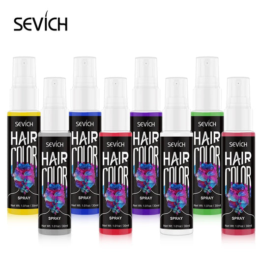 Sevich 8 Colors 30ml Hair Dye Spray Disposable Hair Quick Spray Waterproof Hair Dye Blue/Red Fashion Instant Hair Color Products