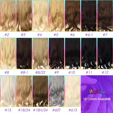 DinDong Clips In Hair Extensions 32Inch Synthetic Wavy 210G Premium Heat Resistant Hair 613# Blonde Brown 19 Colors Available