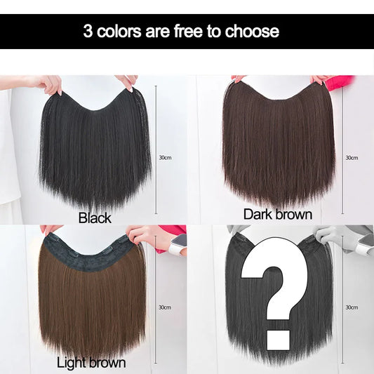 DIANQI Clip In One Piece U Style Hair Extensions 4 clips Hair piece Short Straight Clip Synthetic Women Hair Extensions