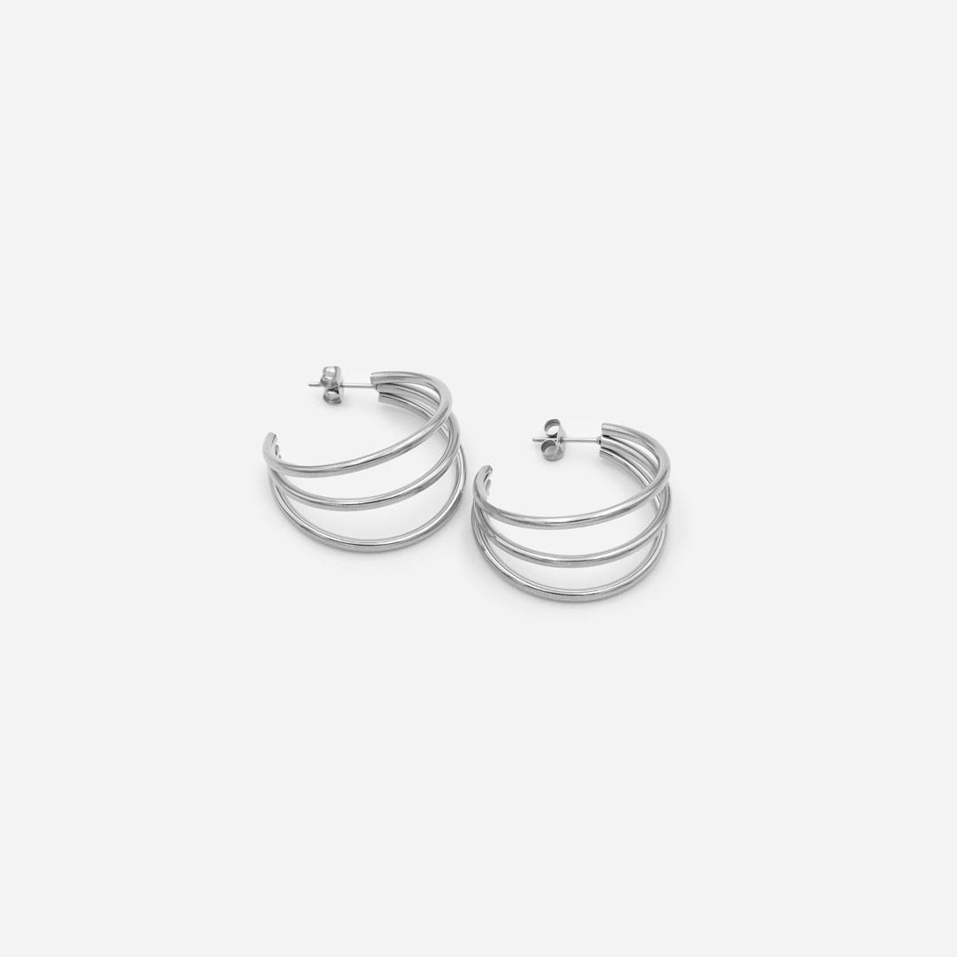 "Circle Trio" - stainless steel earrings