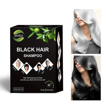 10 Pcs/lot Black Hair Shampoo 5 Minutes Faster Dye Hair Into Black Organic Grey White Hair Darkening for Men and Women