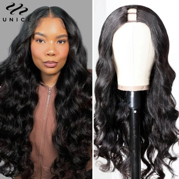 UNice Hair 180% Density U Part Wig 100% Human Hair Body Wave Wigs Real Scalp Easy Blend U-Part Wig Beginner Friendly Human Wigs