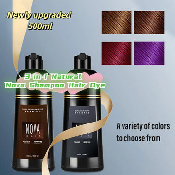 500ml Nova Hair Dyeing Hair Care Shampoo 3-in-1 Natural Fast White Hair Dyed Black Hair Dye Safe Hair Dye Agent Nourishes Scalp