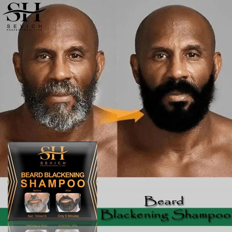 Sevich Instant Hair Dye Black Beard Shampoo Beard Paint Men Beard Coloring Dye Natural Temporary Blackening Moustache Shampoo