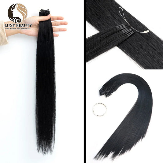 8D Micro Bead Human Hair Extensions Silicone Nano Ring Hair Extension Invisible Mini Silicon Beads Black Brown Blonde Human Hair