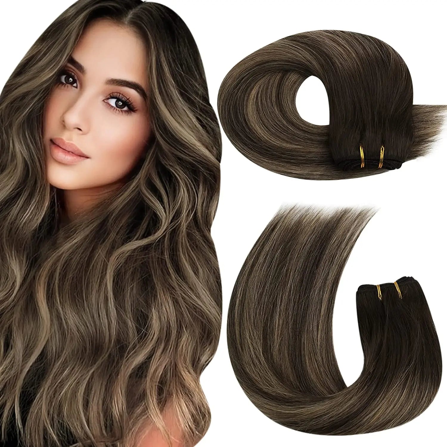 Moresoo Sew in Bundles Human Hair Wefts Hair Blonde Hair For Women Natural Straight 100G Brazilian Remy Hair Weaving Weft