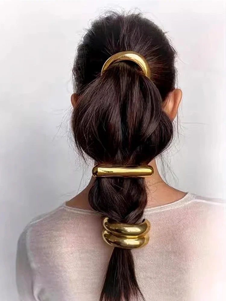 Fashion Metal Smooth Elastic Hair Loop HairvBands for Women Girl Unique Hair Pin Ropes Fashion Jewelry Hair Accessories Gifts