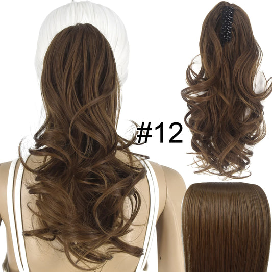 TOPREETY Synthetic Hair Heat Resistant 90gr Wavy Claw Clip in/on Ponytail Hair Extensions CP-222