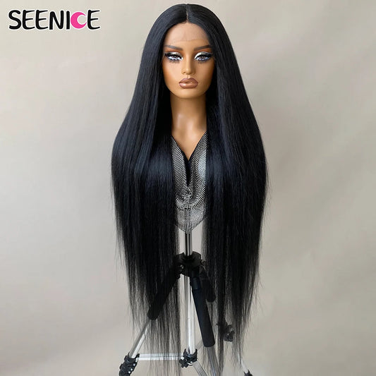 Synthetic 40 Inch Straight Lace Front Wig T-Part 13x4x1 Long Lace Wigs Heat-resistant Fiber Copper Ginger Lace Frontal Wigs