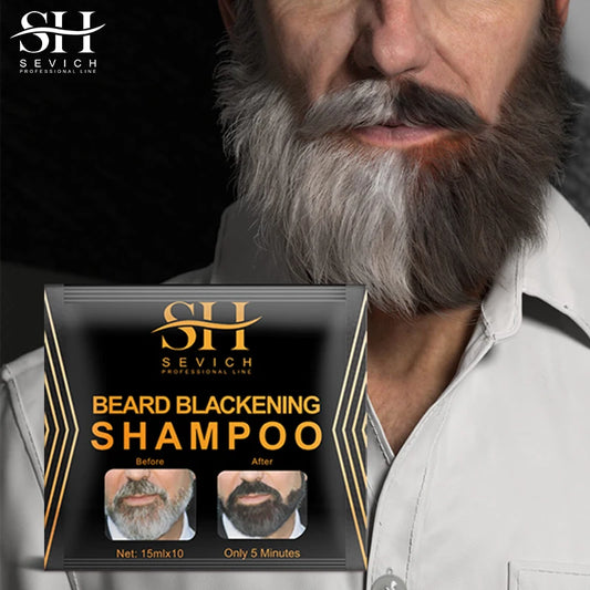 Sevich Instant Hair Dye Black Beard Shampoo Beard Paint Men Beard Coloring Dye Natural Temporary Blackening Moustache Shampoo