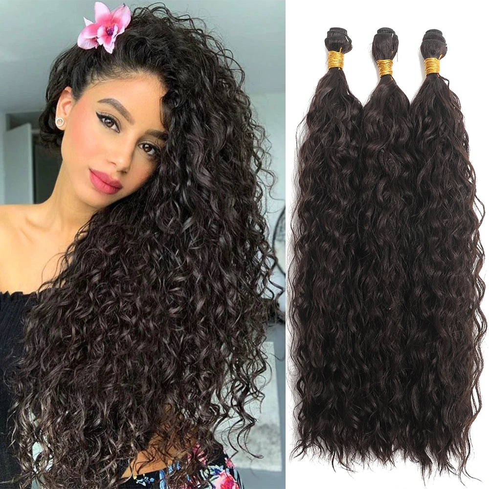 Synthetic Long Curly Bundles Organic Fiber Curly Natural Heat Resistant Wave Hair Extensions 22 26 30Inch Ombre Color 1Pcs/50g