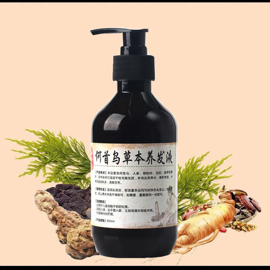 Herbal Natural Polygonum Multiflorum Shampoo Plant  Liquid Grey Hair  White Hair Removal Turn Permanent Black Hair Care 300ml