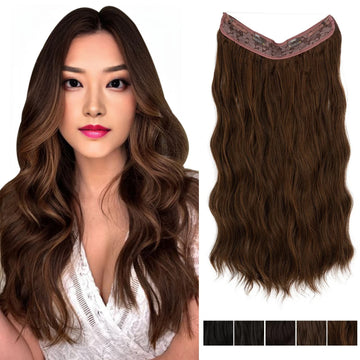 SARLA Synthetic Wave Invisible Clip in Hair Extensions Fish Line Black Brown Daliy Hairpiece Fake Hair Piece For Woman M10