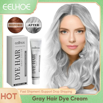 EELHOE Grandma Gray Hair Dye Cream Natural Long Lasting Coloring Unisex Smoky Gray Punk Style Professional Hair Dye Salon Wax