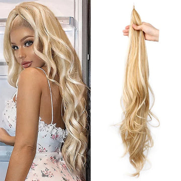 32''Fake Ponytail Hair Extension Long Pony Tail Hair for Women Flexible Wrap Around Ponytail Natural Synthetic Horse Tail Hair