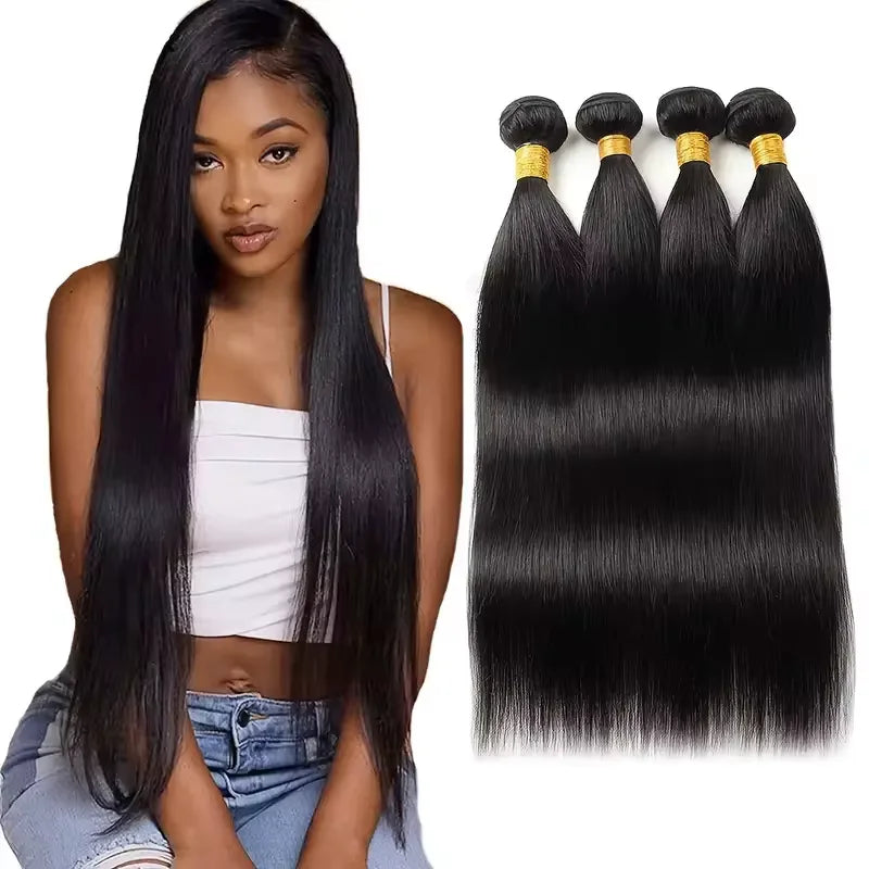 12A Brazilian Straight Human Hair Bundles Deal 100% Unprocessed Virgin Human Hair Extensions Natural Color 1/3/4 Bundles on Sale