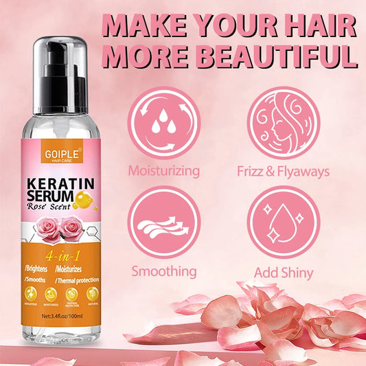 Goiple Keratin Hair Serum Moisturizing Anti Frizz Control Protein Oil for Heat Protectant Smooth Hair Thermal Protection Spray