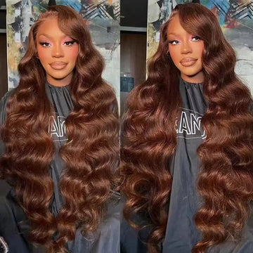 13x6 Chocolate Brown Body Wave Lace Frontal Human Hair Wig HD Lace Frontal Wig Human Hair Wig Pre Plucked Brazilian Remy Hair