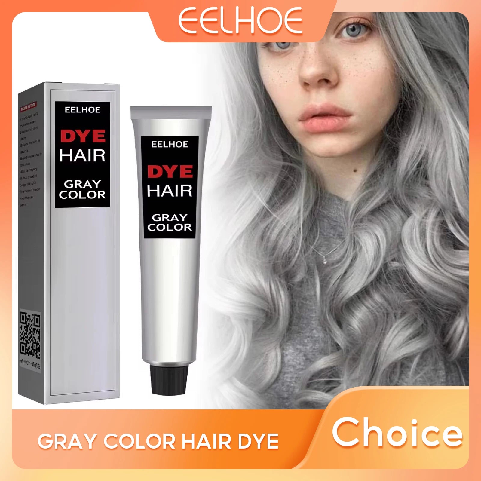 Gray Color Hair Dye Cream Unisex Smoky Gray Permanent Gentle Grandma Light Grey Silver Hair Dye Cream Natural Hair Dye Cosmetic