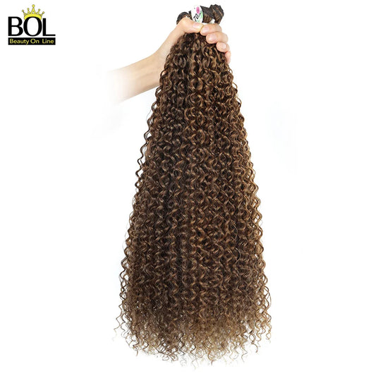 BOL Synthetic Kinky Curly Hair Extensions Long Jerry Curly Bundles Ombre Blonde Fake Crochet Hair For Women Heat Resistant Wave