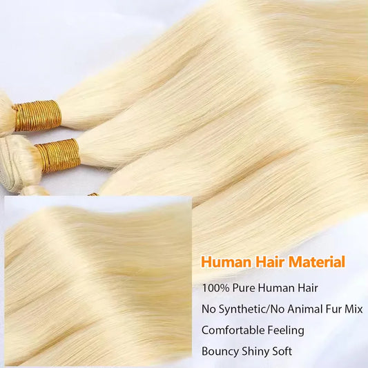 22 24 26 28 30 Inche Straight Bundles 613 Honey Blonde Colored Weave 100% Human Hair Bundles Remy Extensions For Women Brazilian