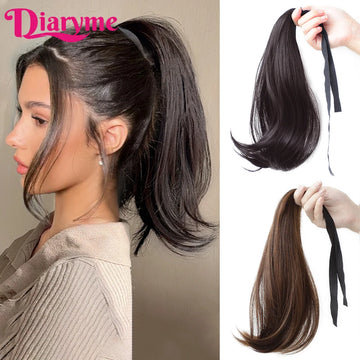 Synthetic Hairpiece Long Ponytail Hair Extensions Black Brown Wigs For Women Heat Reistan Pony Tail Fake Hair Clip In Ponytail