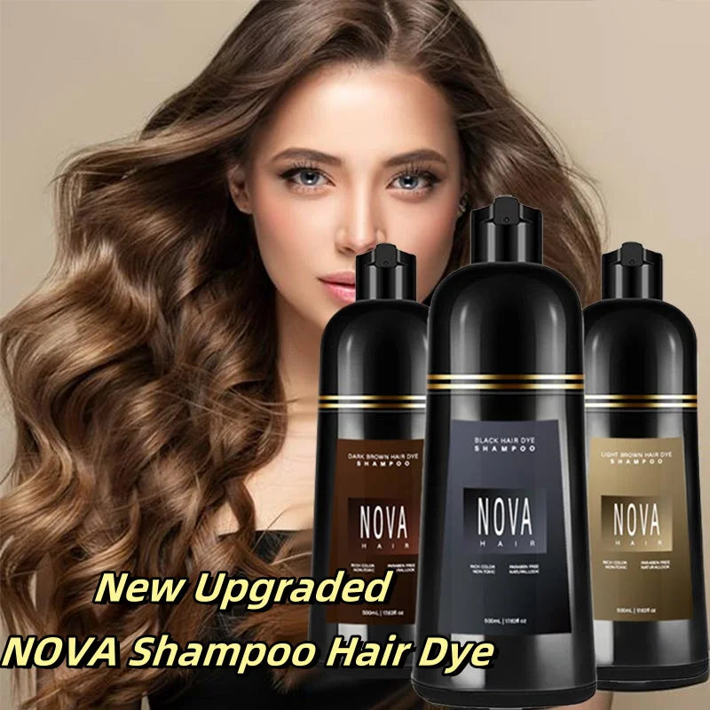 500ml Nova Shampoo Hair Dye Long-lasting Moisturizing Fluffy Oil Control Shampoo Solid Hair Dye Shampoo Hair Care Products.