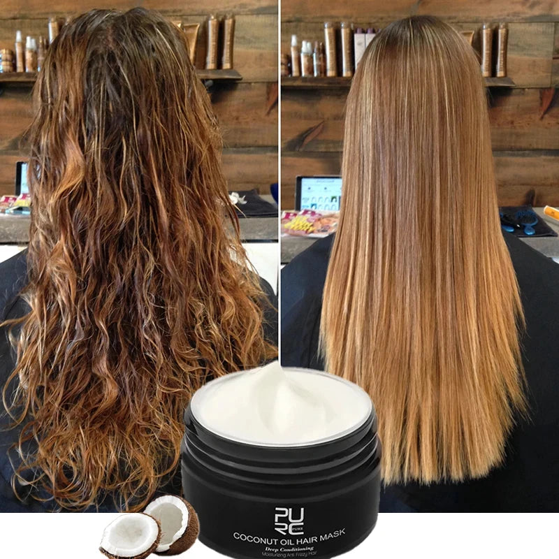 Keratin Hair Mask Coconut Oil Moisturizing Soften Hair Conditioner Repair Dry Split Ends Smooth Increase Elasticity Hair Care