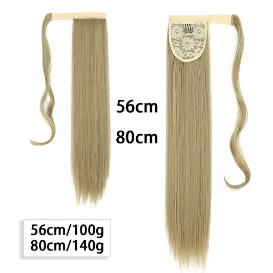 My-Diva Long Straight Heat Resistant Synthetic Ponytail Hair Extension Wrap Around  Fake Hair Clip In Brown Pony Tail