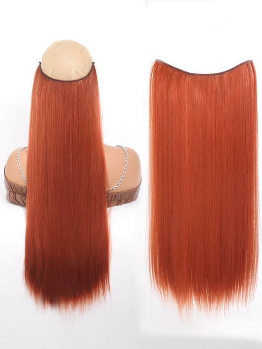 24Inch Synthetic Invisible Wire No Clips In Hair Extensions Fish Line Hairpieces Hair Extensions Fake Hair For Women