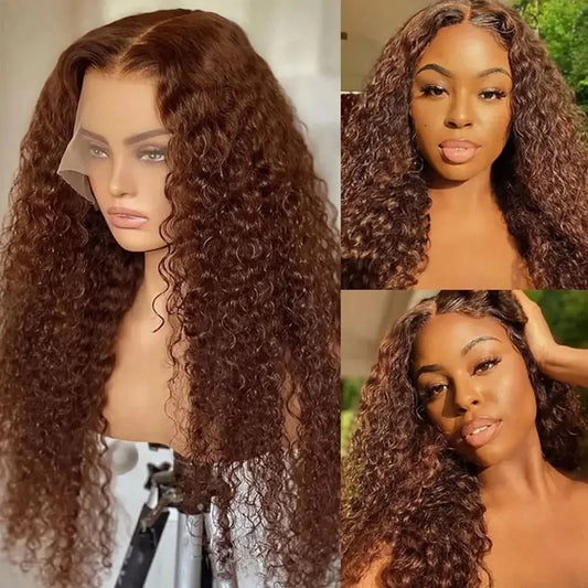 Deep Wave Frontal Wig 13x6 Hd Lace 30 Inch Chocolate Brown 13x4 Curly Lace Front Human Hair Water Wave Brazilian Wigs For Women