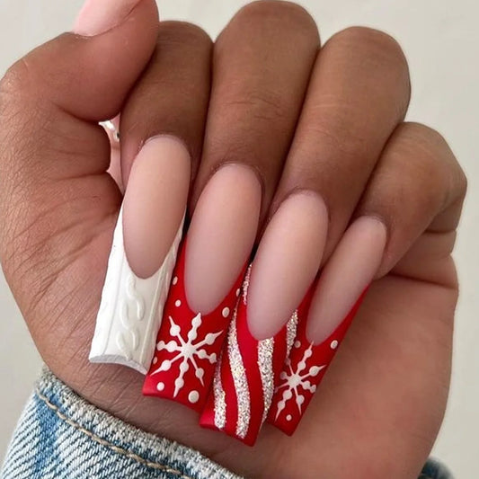 24pcs Oval Head Christmas Deer False Nails Shiny Gold Glitter Press on Nails Full Cover 2025 New Year Manicure Fake Nail Tips