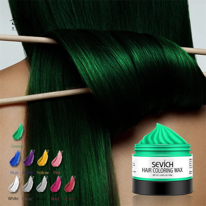 Sevich 9 Color Hair Colors Wax Dye Temporary Molding Paste 120g Blue Burgundy Grandma Gray Green Hairs Dye Wax Mud Styling