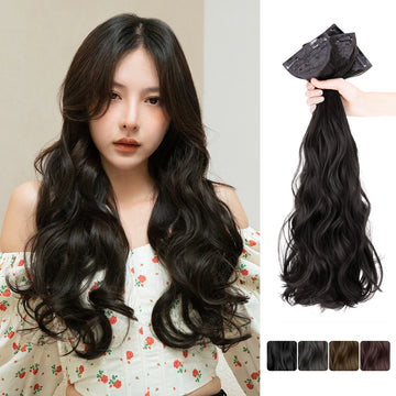 Synthetic 3Pcs/Set Clip In Hair Extensions Long Wavy Thick Hairpieces For Women Full Head Hair Pieces Natural Fake Hairs