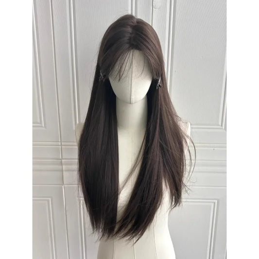 Temperament Black Wig Long Black Hair Headband Lace Front Wigs Natural Comfortable Fluffy Long Straight Wig for Daily Use  가발