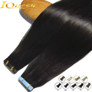 Tape In Straight Human Hair Extensions Brazilian Hair Adhesive Extensions Skin Weft Black Brown 100% Real Human Hair for Women