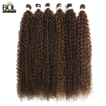 BOL Synthetic Kinky Curly Hair Extensions Long Jerry Curly Bundles Ombre Blonde Fake Crochet Hair For Women Heat Resistant Wave