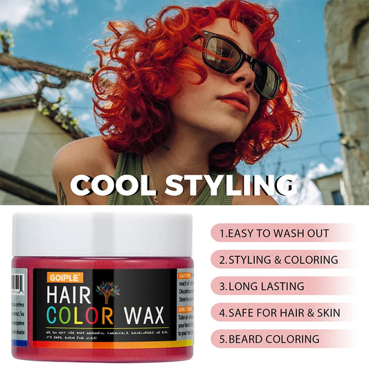 Goiple Temporary Hair Color Wax Long Lasting Hair Colour Cream Easy To Wash Hair Dye Mud DIY for Beard Colorant Styling Pomade