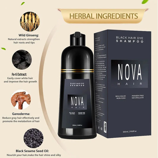 500ml Nova Shampoo Hair Dye Long-lasting Moisturizing Fluffy Oil Control Shampoo Solid Hair Dye Shampoo Hair Care Products.