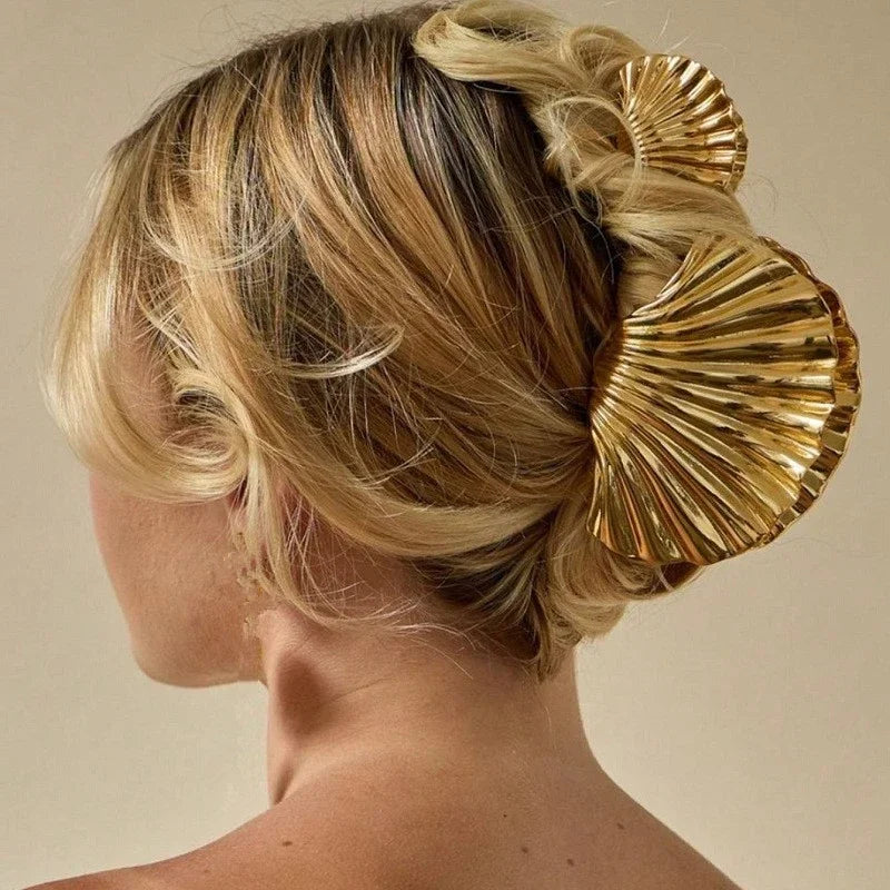 Fashion Gold Color flower Large Metal Shell Hair Claws Hairwear for Women Jewelry Crab Hair Clips Claw Trendy Hair Accessories