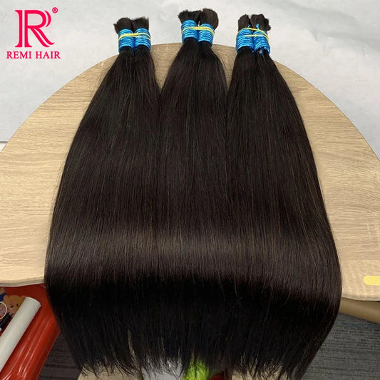 100% Real No Weft Human Hair Extensions for Women Remy Human Hair Bulk Unprocessed Natural Virgin Indian Hair Braiding Original