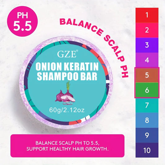 GZE Onion Hair Shampoo Bar Soap for Hair Thicken & Strengthens, Soft and Shine, with Onion Oil & Plant Keratin Shampoo Bar 60g