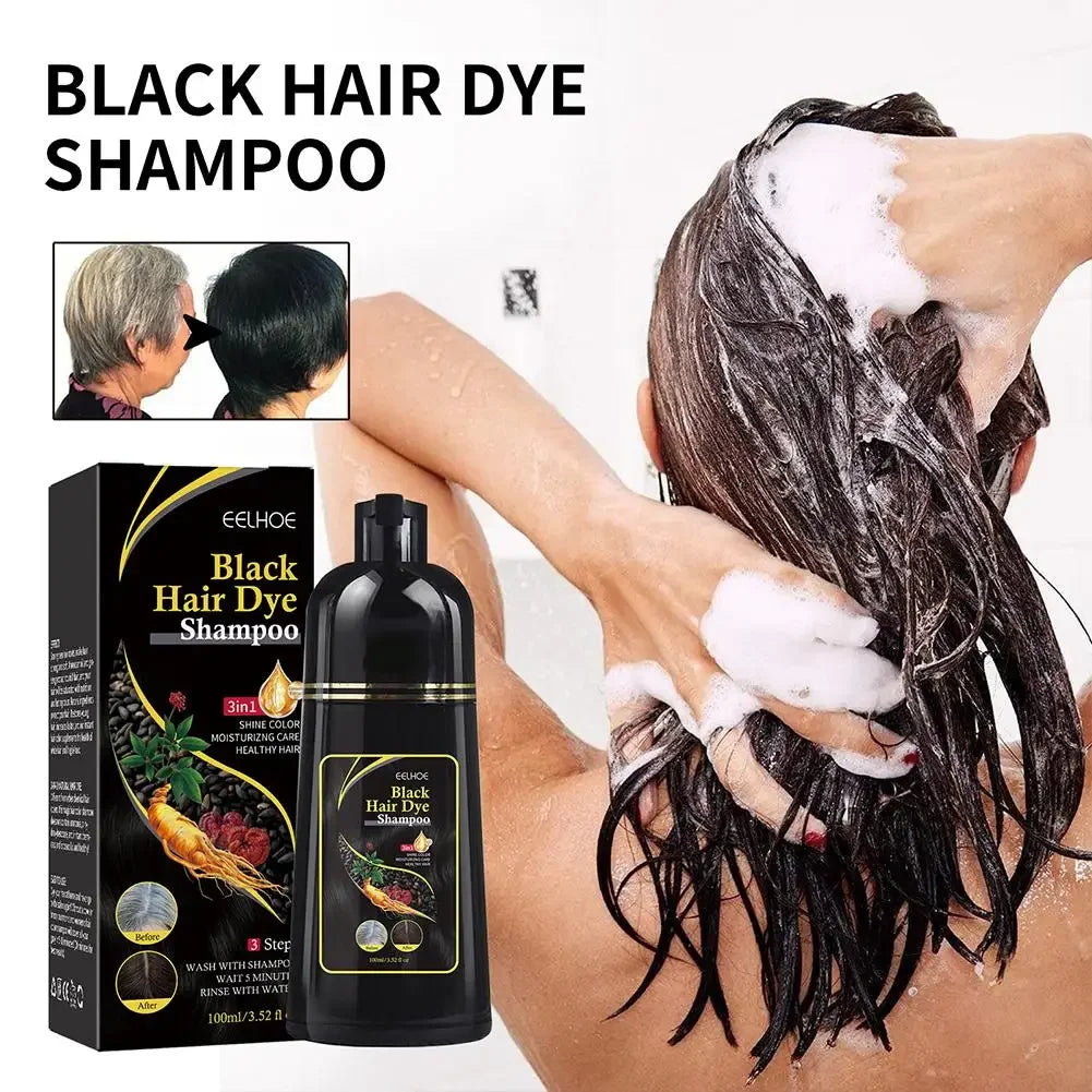 Hair Dye Natural Herbal Shampoo 3 in 1 Hair Color Shampoo for Gary Hair Dark Brown Black for Women & Men Grey Coverage 100ml