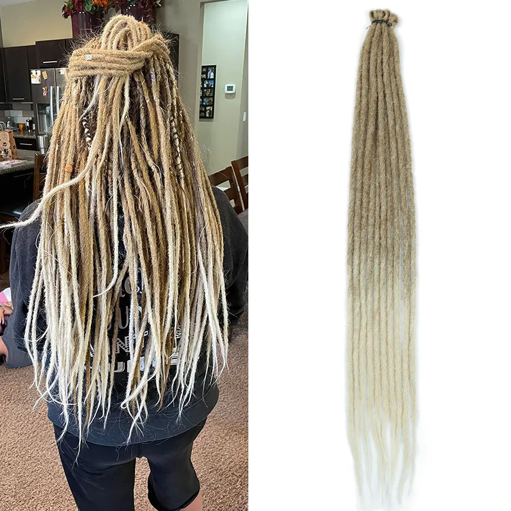 ALIBABY 24 Inch Synthetic Hair Dreadlock Extensions 10 Strands Hippie Dreads Ombre Color Reggae Style Crochet Braids for Women