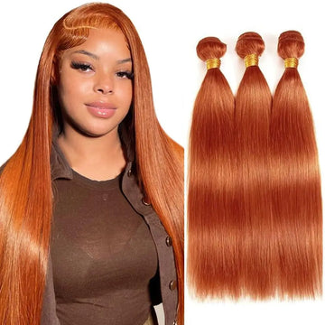 Straight Human Hair Bundles Color 350 Human Hair Ginger Orange Bundles Human Hair Brazilian Remy Hair Wet and Wavy Double Weft