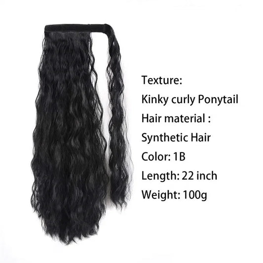 long Curly Ponytail Natural hair extension Wrap On Clip Hair Ponytail Extensions for Women Blonde Black Horse Tail Synthetic