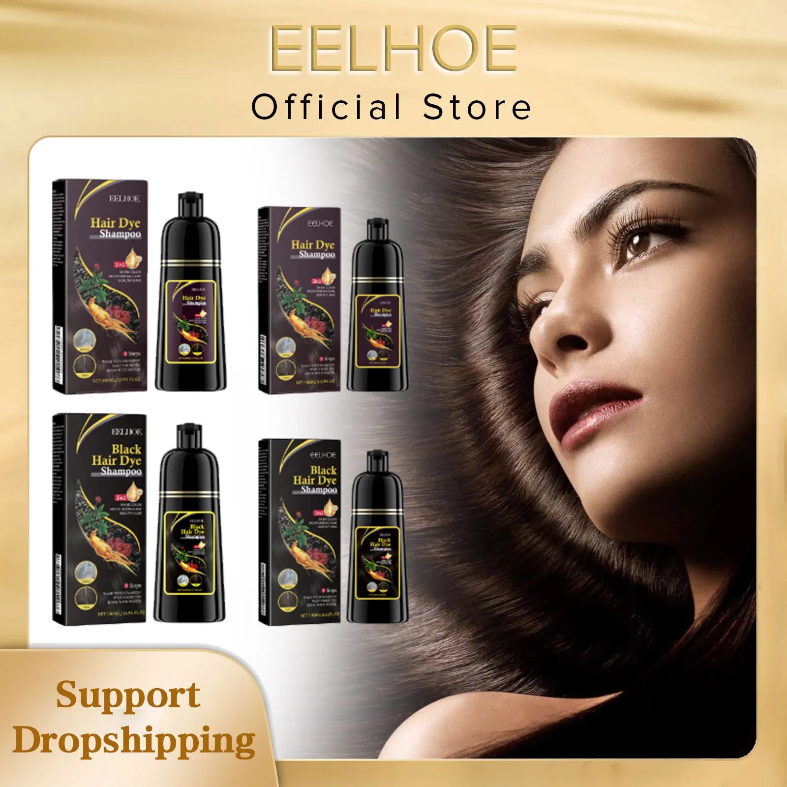 EELHOE Natural Herbal Hair Dye Shampoo for Hair Loss Moisturizing Hair Darkening Strengthen Magic Polygonum Multiflorum Shampoo