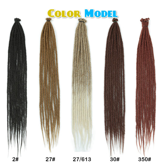 ALIBABY 24 Inch Synthetic Hair Dreadlock Extensions 10 Strands Hippie Dreads Ombre Color Reggae Style Crochet Braids for Women